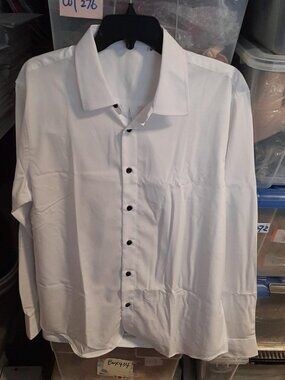 NEW ! Men Luxury Long Sleeve Button Down Shirt White Size M Made In Italy